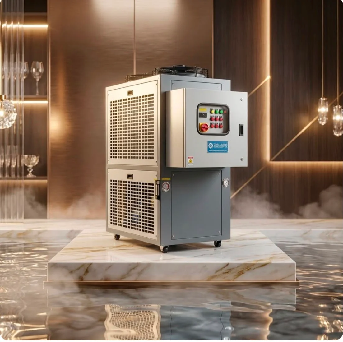 Chillmax industrial chiller undergoing service and maintenance